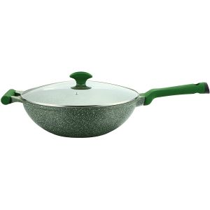 Prestige 32cm Wok pan w/lid Granite Non Stick - Aluminium - Green