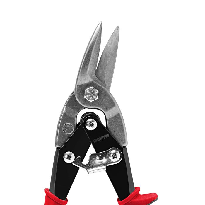 Geepas Aviation Snip Left Cut 250mm - Left Cut Offset Tin With Forged Blade With Twin Spiral Spring, Comfort Grips | Ideal For Cutting Upto 18 Gauge Aluminium, Wire Mesh, Leather, Copper & Plastic