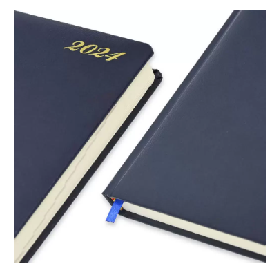 FIS 2024 International Golden A5 7-Languages Bonded Leather Diary Blue - FSDI136-7BG24BL
