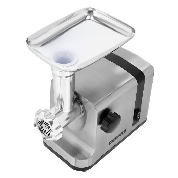 Stainless Steel Meat Grinder, Alloy Steel Blades, GMG42506 | Electric Meat Mincer With Reverse Function | 3 Metal Cutting Plates, Accessories, Metal Gears | Ideal For Meat Processing