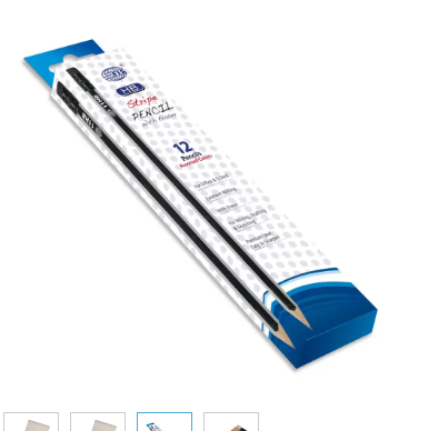 Box of 12 Packs HB Wooden Striped Pencils With Eraser Orange/Black/Blue - FSPE11HB