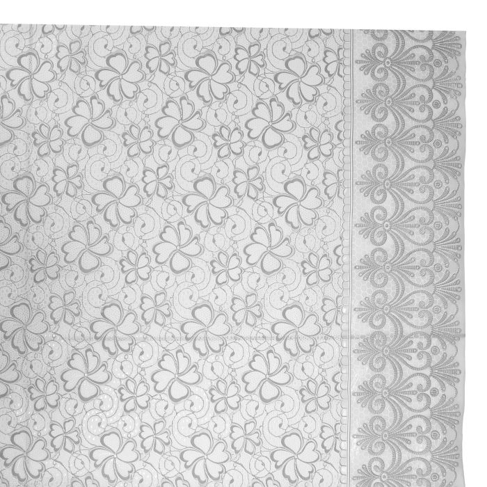 Royalford RF9492 1.37 X 20M PVC Table Roll - Tablecloth Cover Protector | Tablecloth Daisy Silver, Small Polka Floral, Wipe Clean, Vinyl / Plastic Table Cloth | Spill Proof Reusable Roll