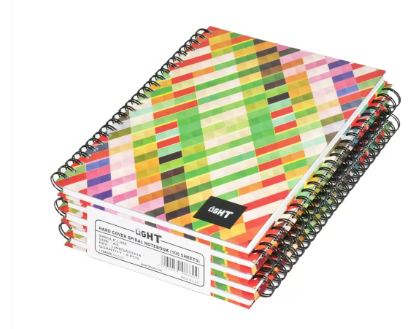 5-Piece Light Spiral Hard Cover Notebook, Single Ruled (100 Sheet) A5 Size - LINBSA51514