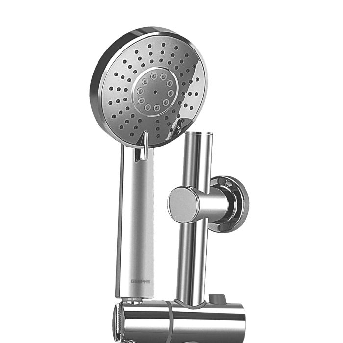 Geepas GSW61061 Shower Fittings Kit With 4 Spray Head, Elegant Design Rainfall Shower Kit With Easy Clean Nozzles, Includes Multi-Purpose Hook