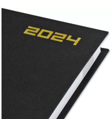 FIS 2024 Agenda Diary English Vinyl Hard Cover, Black - FSDI75EV24BK