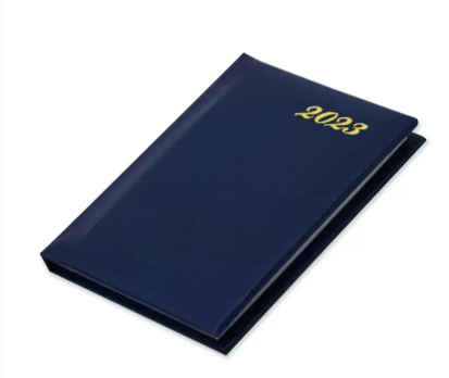 Fis 2023 Pocket Diary English Vinyl 1 Side Padded Week View Blue -FSDI12E23BL
