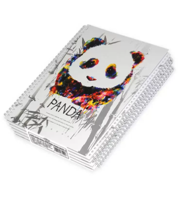 FIS Pack Of 5 Spiral Hard Cover Notebook, 96 Sheets A4 Panda Design 1 -FSNBSHCA496-PAN1