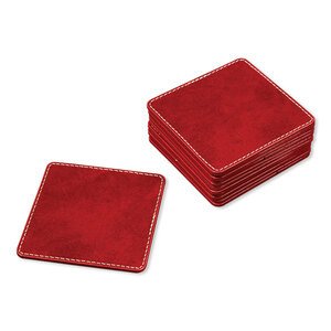 FIS Executive Conference Room Set of Bonded Leather Desk Blotter, Coaster and Pen Holder with Pen - Maroon - FSDSCONFRSETMR
