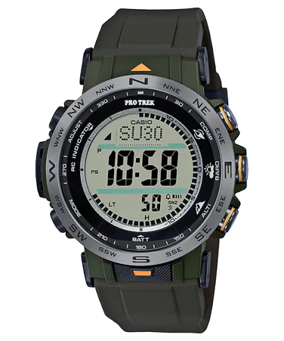 Protrek Solar Powered Sports Men's Black Digital PRW-30Y-3DR, Green