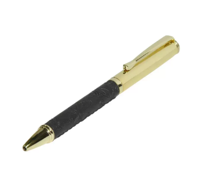 FIS Gold Pens with Embossed Italian PU Wrapper and Gift Box, Black Colour - FSPNGPUBKD6