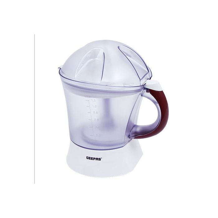 Geepas 25 Watt Citrus Juicer - Quick, Healthy, Nutritious Juices - Effortless Juicer With 2 Cones, Bi-Direction Twist, 1.2 Liter Capacity | 2-Years Warranty