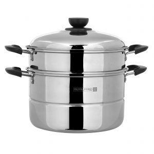 Royalford 73L Double Layer Steamer Pot - Stainless Steel - Silver