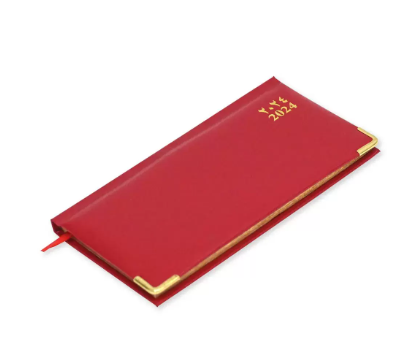 FIS 2024 Golden Slim Arabic English Diary Vinyl, 1 Side Padded Red -FSDI52AEG24RE