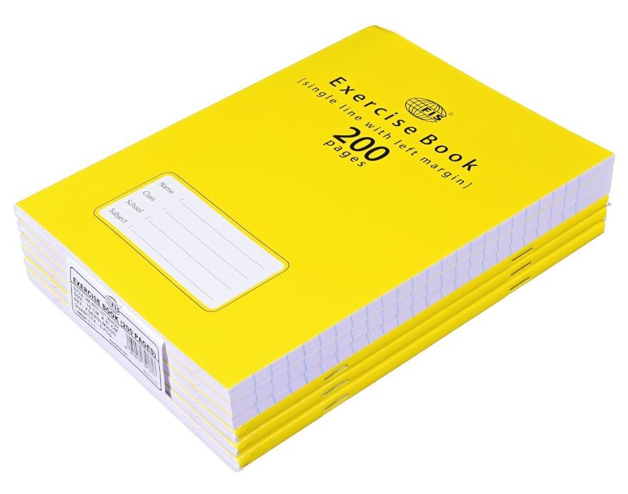 FIS Exercise Book A5 200 Pages Single Line with Left Margin, 06 Pieces of Pack