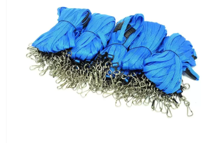 100-Piece FIS Name Badge Lanyard with Metal Clip, 0.40x92cm Size, Blue Color, Round Shap - FSNAZD004BL
