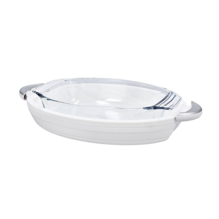 Royalford 3.2L Zenex Insulated Oval Hot Pot - Inner Glass Container, Elegant Hot Pot Food Warmer/Cooler | Thermal Soup/Salad Serving Bowl Hot Food Container With Comfortable Handles
