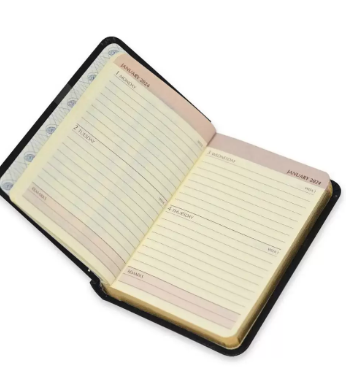 FIS Golden Bonded Leather Pocket Diary 2024 (English) Black - FSDI10EGB24BK