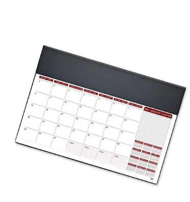 FIS Year Planner 2024 (English/French) PVC Desk Blotter, Black - FSDK2EF24BK