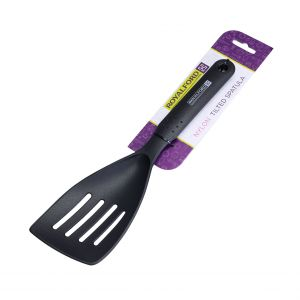 Royalford Tilted Slotted Spatula - Nylon - Black
