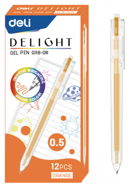 Gel pen automatic Deli Delight EG118-OR