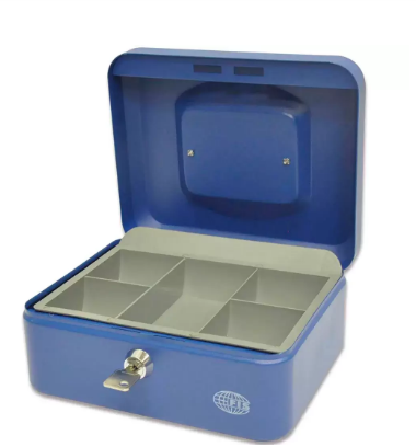 FIS Cash Box Steel Blue Color With key lock, 200 x 160 x 90 mm, 8 Inch Lock Size - FSCPTS0032BL