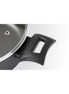 Non-Stick Casserole, Stockpot And Stewpot, With Glass Lid 5 Layer PTFE Spray Coating Black