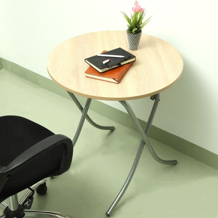 Round Table, 90cm Sonoma Design Portable Table, RF10990 | Round Kitchen Dining Table | Modern Small Coffee Table Living Room Accent Table With Metal Legs