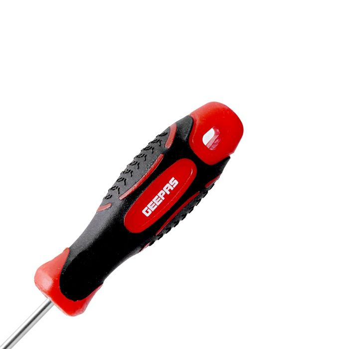 Geepas Precision Screwdriver - Slotted Screwdriver With Soft Grip Rubber Insulated Ergonomic Handle - CR-V Build, Magnetic Tip And Hanging Hole For Easy Carry - Bicolored Red/Black - (SL 3x100mm