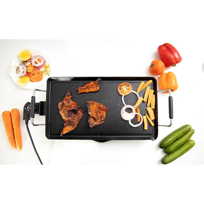 Geepas Electric Teppanyaki Grill For Camping, Ideal For Frying, Grilling And Cooking - Large Surface 46 X 26cm, Non-Stick Material, Cool Touch Handle | 2 Year Warranty