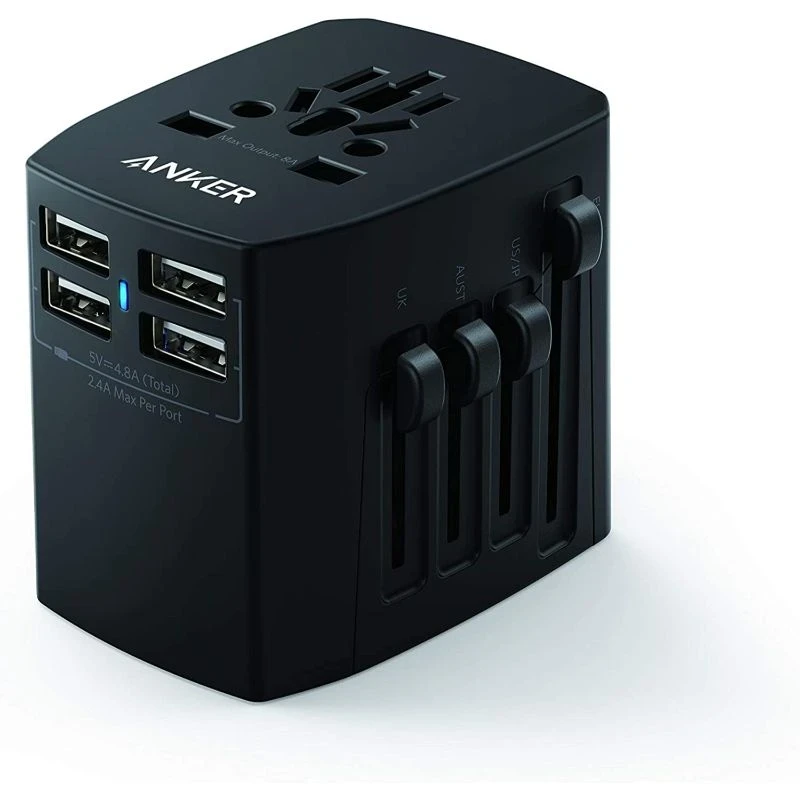 Anker Universal Travel Adapter with 4 USB Ports B2B - UN Excluded CN, Europe Black Iteration 1