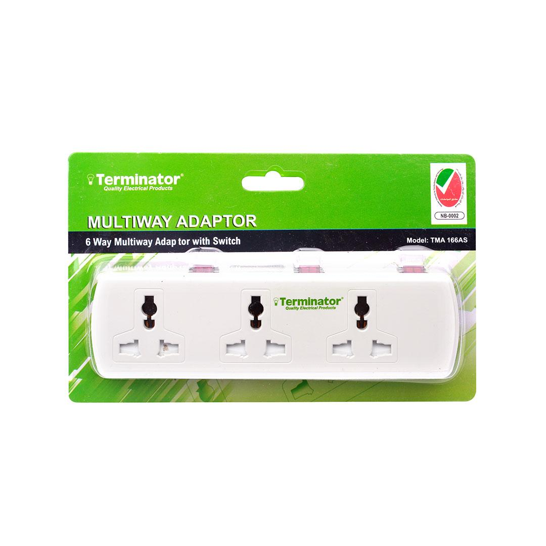 6 Way Universal T Socket With Three Switches And Indicator