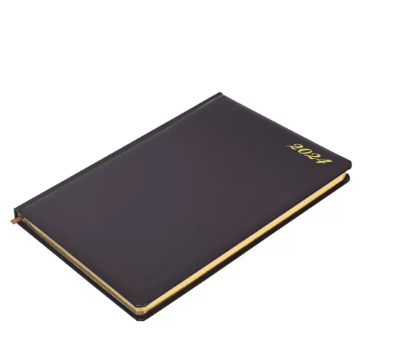 FIS 2024 Golden Diary A4 English Bonded Leather 1-Side Padded Burgundy - FSDI48EGB24BU
