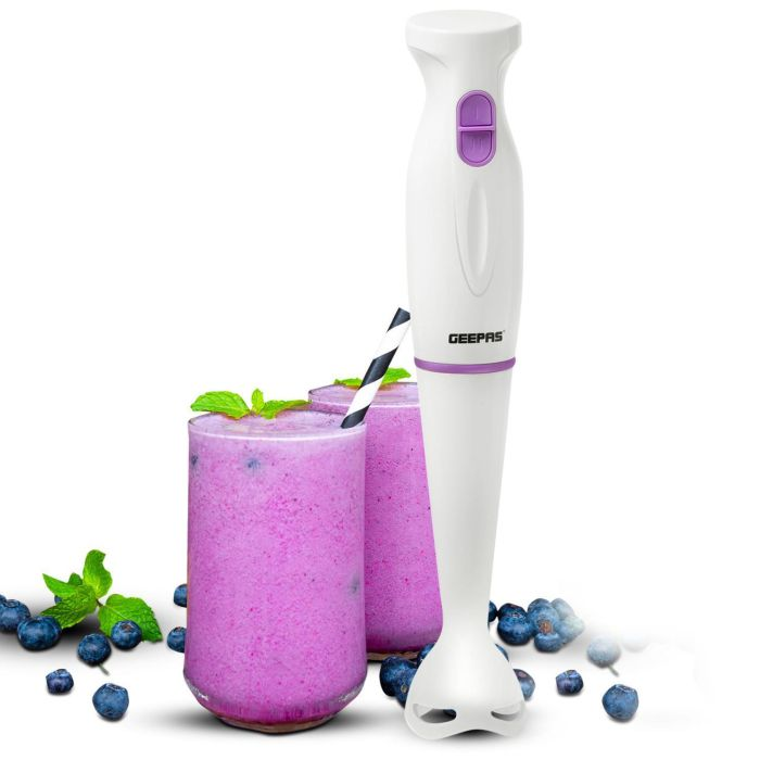 Geepas GHB43015UK 200W Hand Blender | Food Collection I Mmersion Hand Blender With 2-Speed Control | Blender For Smoothies, Shakes, Baby Food, Soup, Grinding Ingredients, Vegetables And Fruits