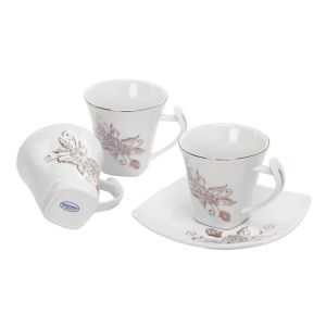 Royalford New Square Cup & Saucer Set - Bone china - White - RF5725