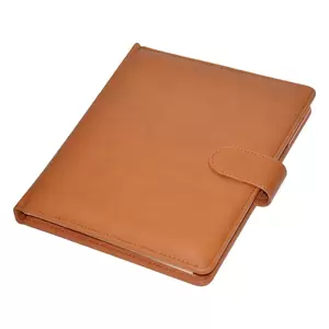 FIS Executive Folder Italian PU Cover With Writing Pad, Brown Color, Ivory Paper, Single Ruled, 80 Sheets with Gift Box, 18 x 23 cm Size - FSGT1823PUWBR