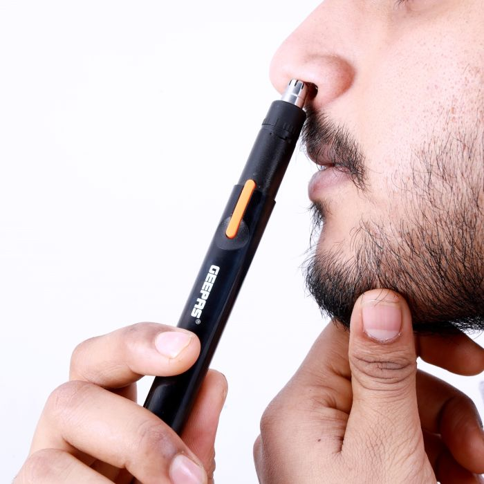 Geepas Nose Hair Trimmer For Men And Women - Professional Painless Ear And Nose Hair Trimmer With Dual Edge Blades For Easy Cleansing Wireless Battery Operated