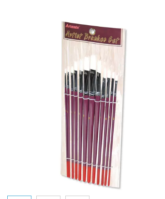 12-Piece Artmate Artist Brush, Flat. Assorted - JIAB449-12