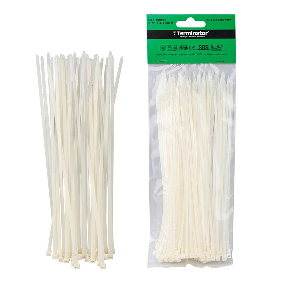 Cable Ties In White Colour (100Pcs In Bag)