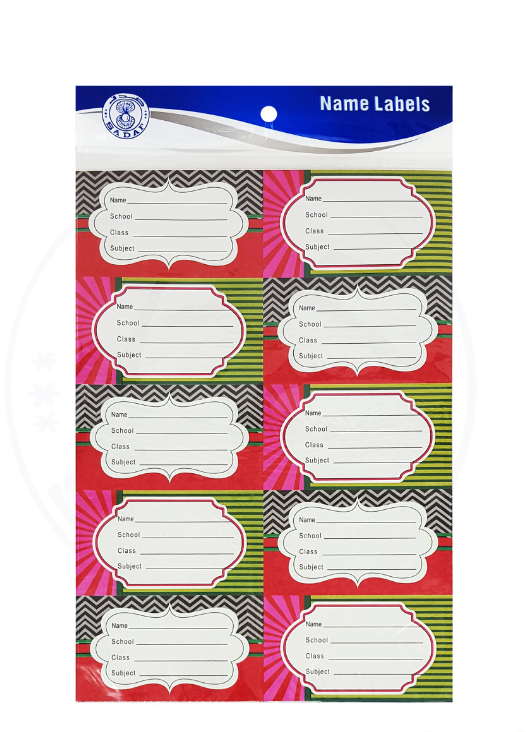 NAME LABEL 6 SHTS/PKT ENGLISH 4 DESIGNS SADAF -PD-88