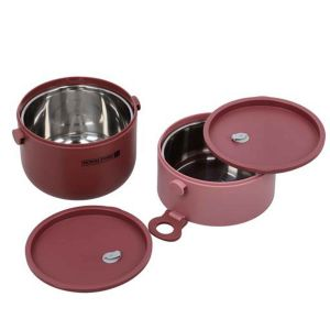 Royalford Double Layer Round Lunch Box - Stainless Steel - 1600 ML