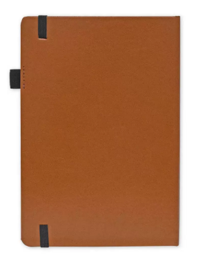 FIS Budget Planner with Elastic Pen Loop, Vinyl, Size A5, White Paper, 100 GSM, 128 Pages, Hard Cover, Round Corners, Colour Brown - FSORA5BPLANVBR