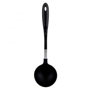 Royalford Soup Ladle With Wooden Handle - Nylon - Black