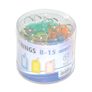 FIS Key Rings 25 Pieces Per Pack, Assorted Colors, 4.5 x 2.5 cm Size - FSKCB-15