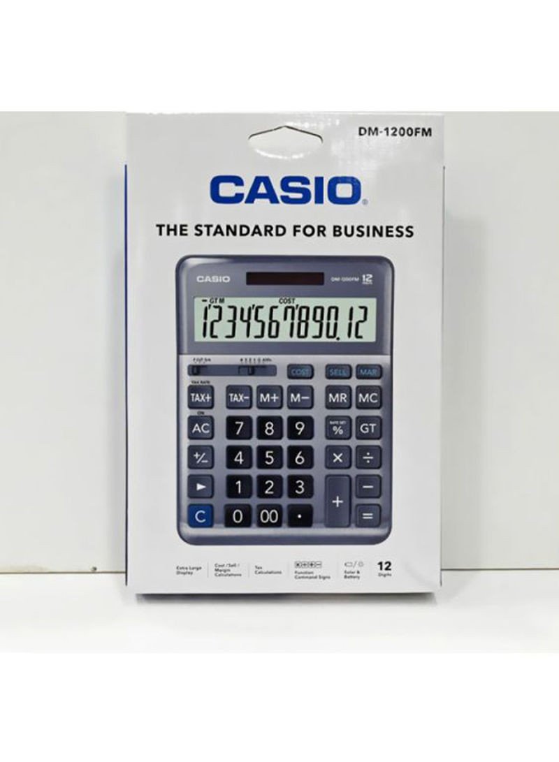 Casio Dm-1200Fm-W-Dp Digital Desktop Calculator - Grey/Black/Blue