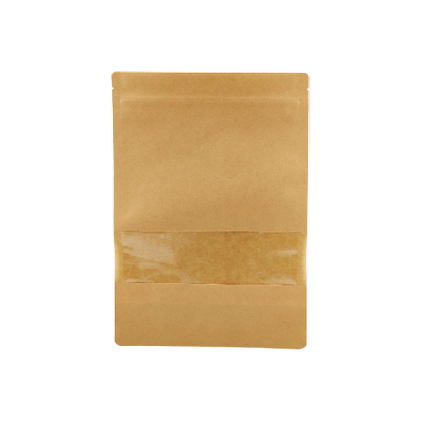 Kraft Brown Resealable Paper Bag With Window 50 Pieces 22x31x5 Cm