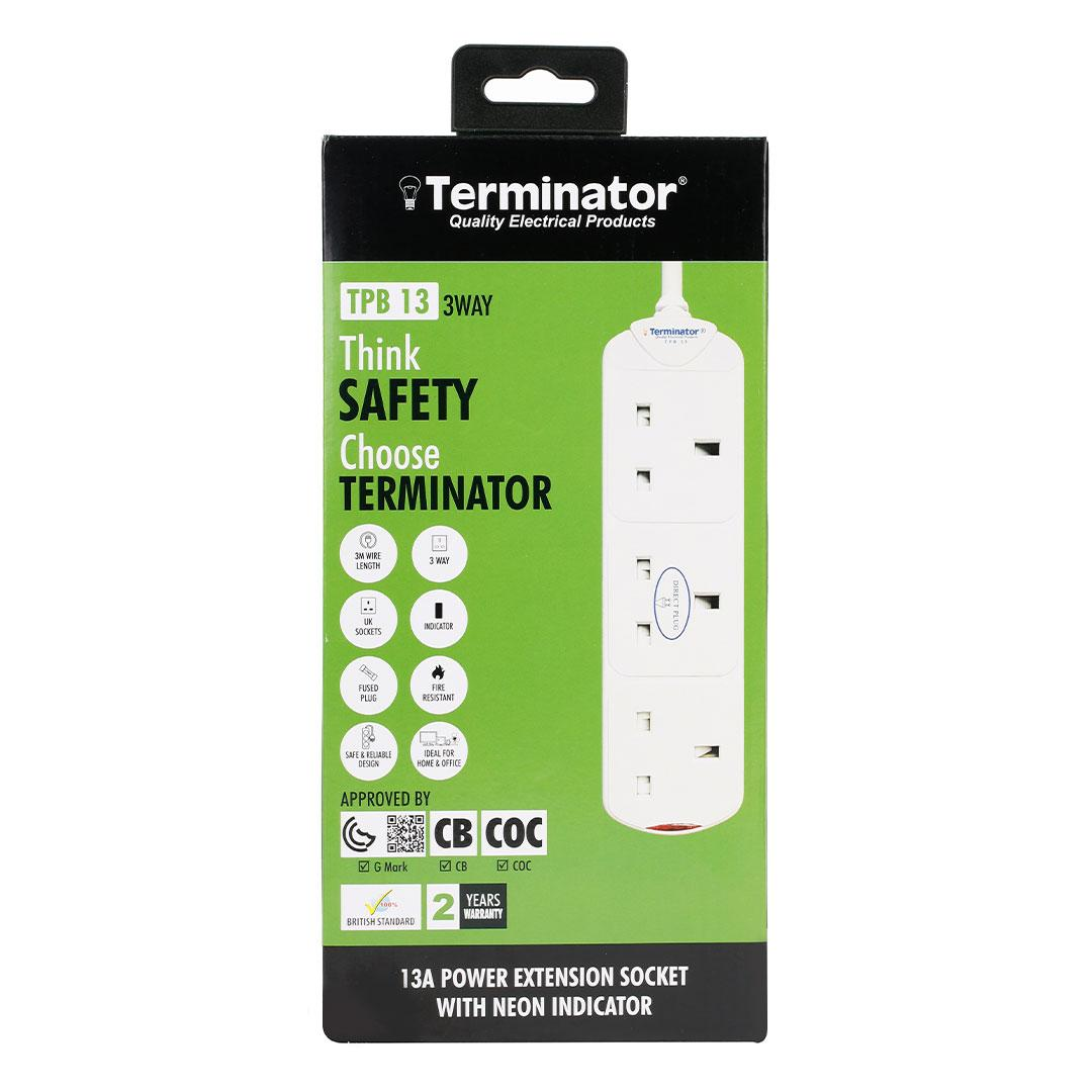 3 Way Power Extension Socket 3M Cable 13A