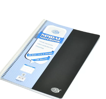 FIS Spiral PP Soft Cover Notebook, French Ruling, 100 Sheets, A4 Size, Black Color - FSNBSA4FRPPBK