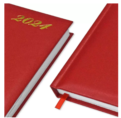 FIS 2024 International Diary A5 7-Languages Vinyl 1-Side Padded Red - FSDI136-7V24RE