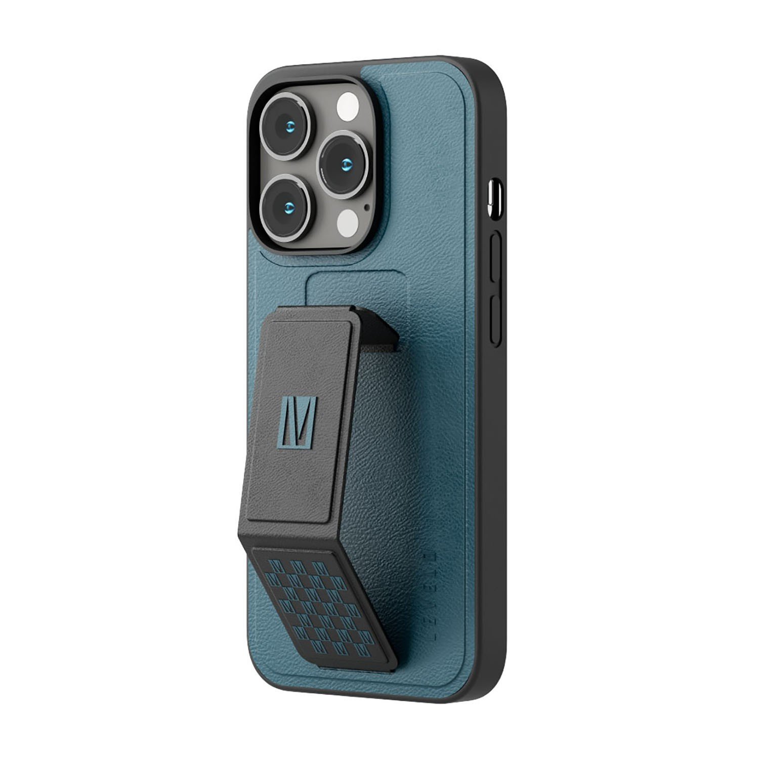 Levelo Morphix Gripstand iPhone 14 Pro Max PU Leather Case - Storm Blue