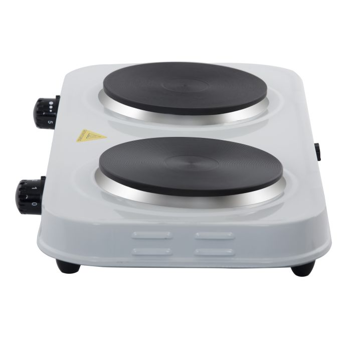 Geepas GHP32012 2000W Double Hot Plate For Flexible & Precise Table Top Cooking - 2 Ring Hobs With Cast Iron Heating Plates - Portable Electric Hob For Home, Camping & Caravan Cooking - 2 Years Warran